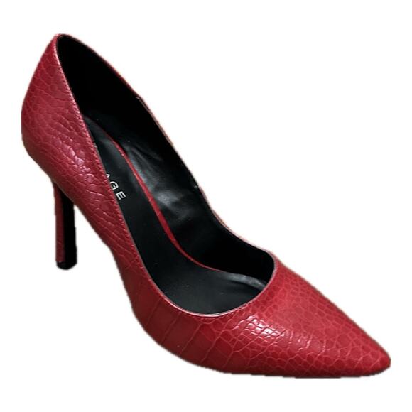 NWOT Rampage Red Croc Embossed Pointed Toe Pump Heels Shoes. Size 6.5 - Picture 1 of 8